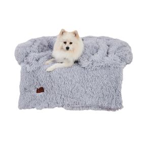 Dog Couch Bed Mat - Fluffy Plush Dog Sofa Bed With Blancket ,Pet Furniture Protector With Removable Washable Cover For Medium And Large Dogs, For (Option: Light Grey-43x41x17inch with 40x31inch)